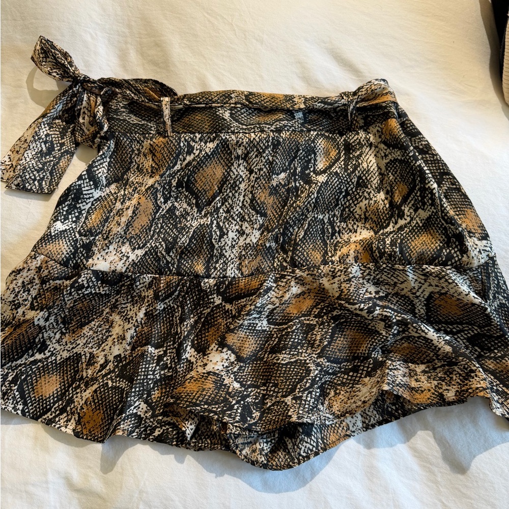 Zara Snake Print Mini Skirt - Black, Brown, Cream